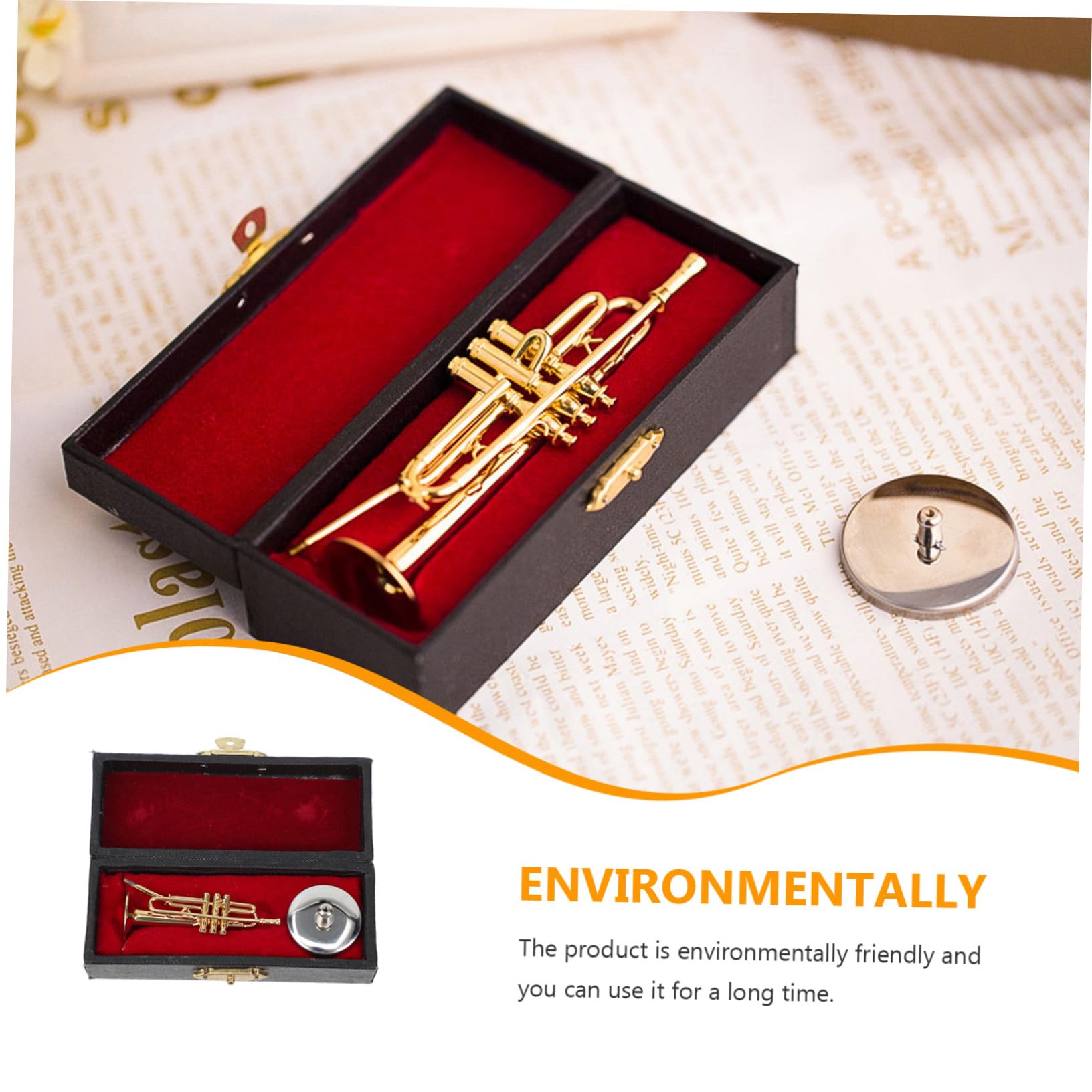 Happyyami Bronze Trumpet Practice Mute Simulated Musical Instrument Ornament for Home Dec