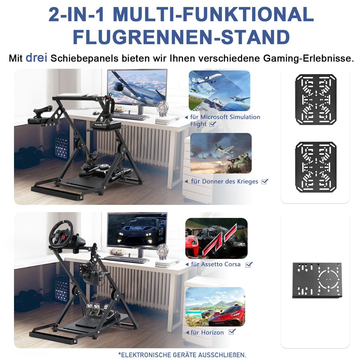Anman Foldable Flight Simulation Cockpit 3.0 mit Fixed Slot für Logitech, Thrustmaster, Fanatec, Adjustable Pedals