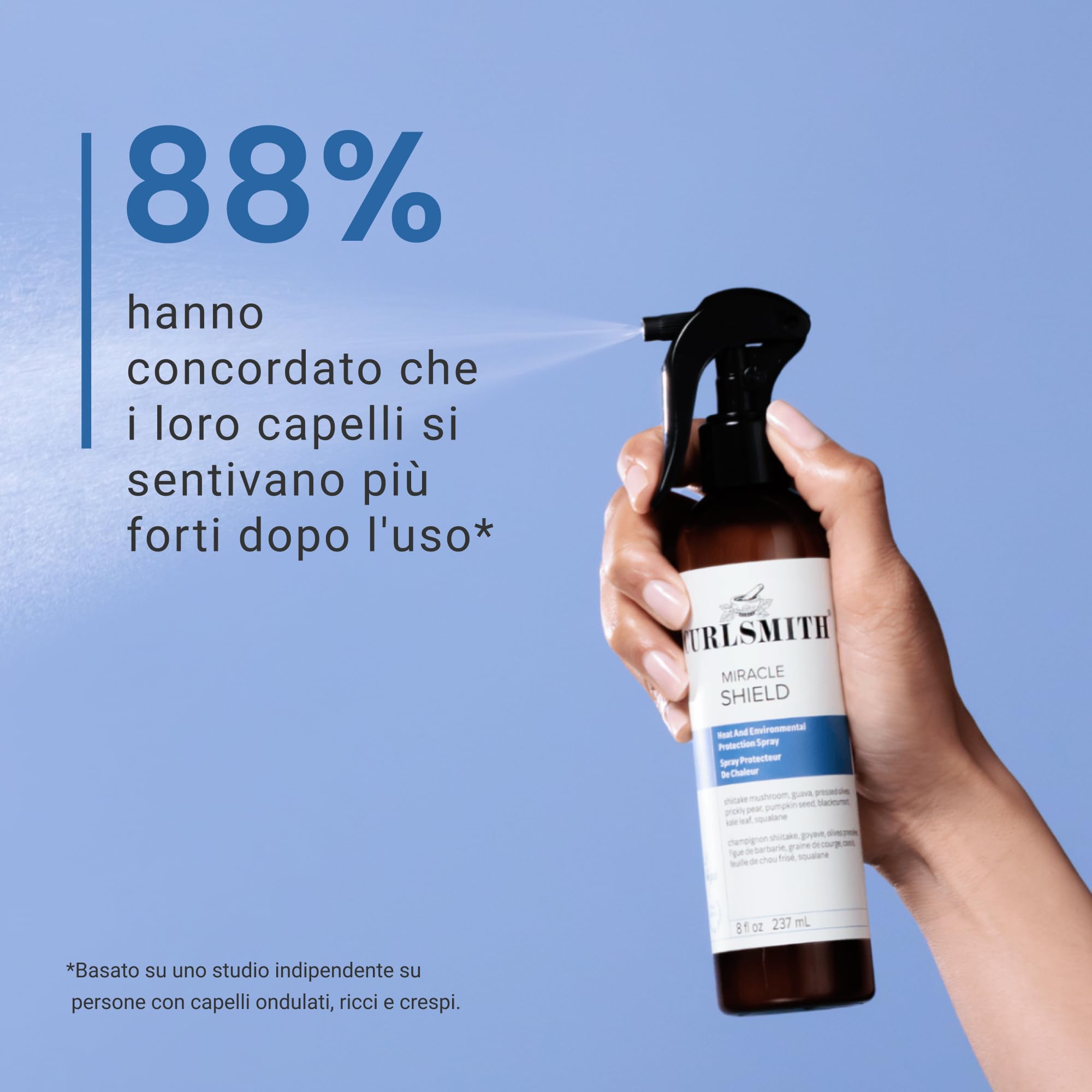 Curlsmith Miracle Shield - Spray multiprotettivo per ricci, protezione contro l'inquinamento, per tutti i tipi di ricci, vegano e cruelty free