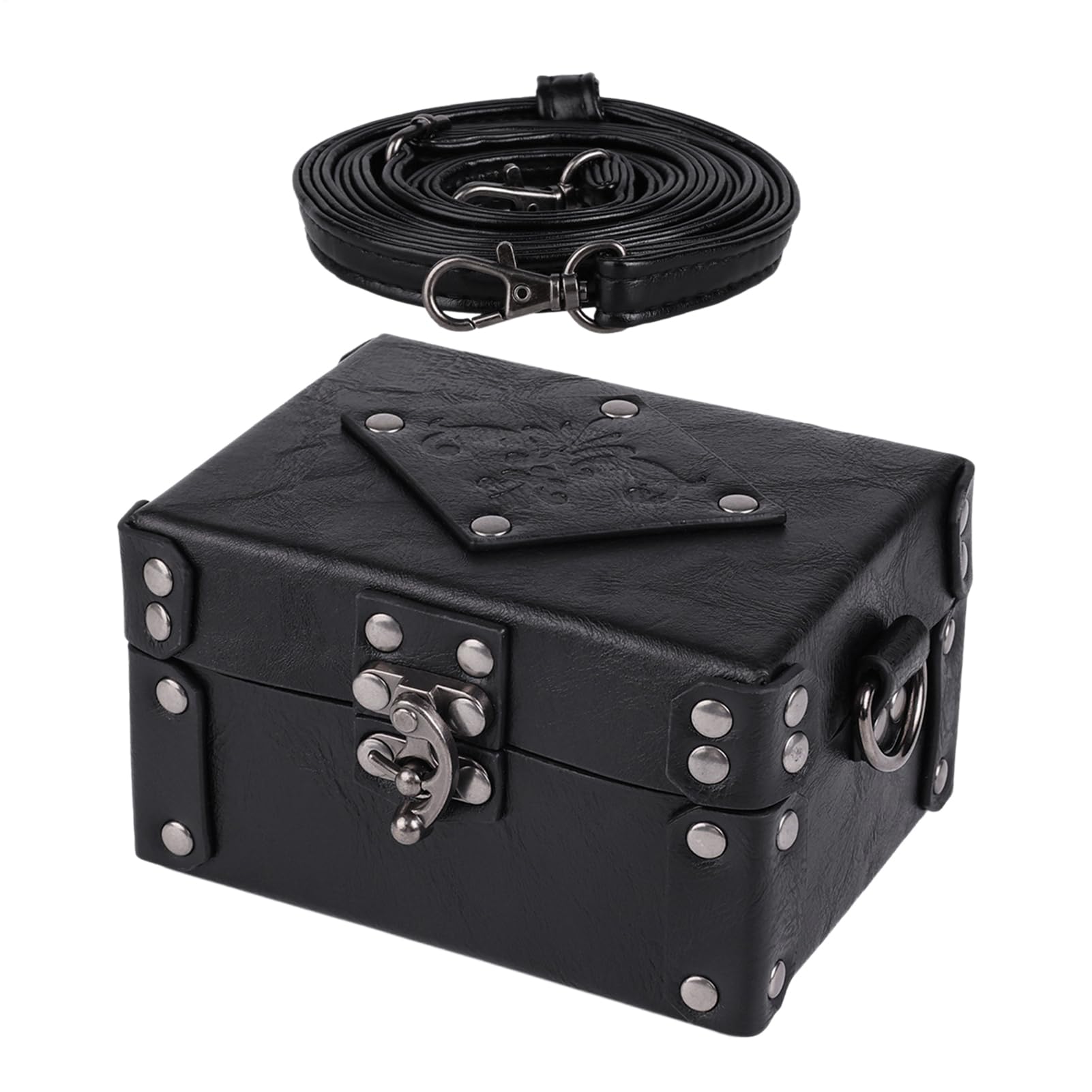 Boîte à potions en cuir avec 12 fioles pour rangement vintage et collection gothique