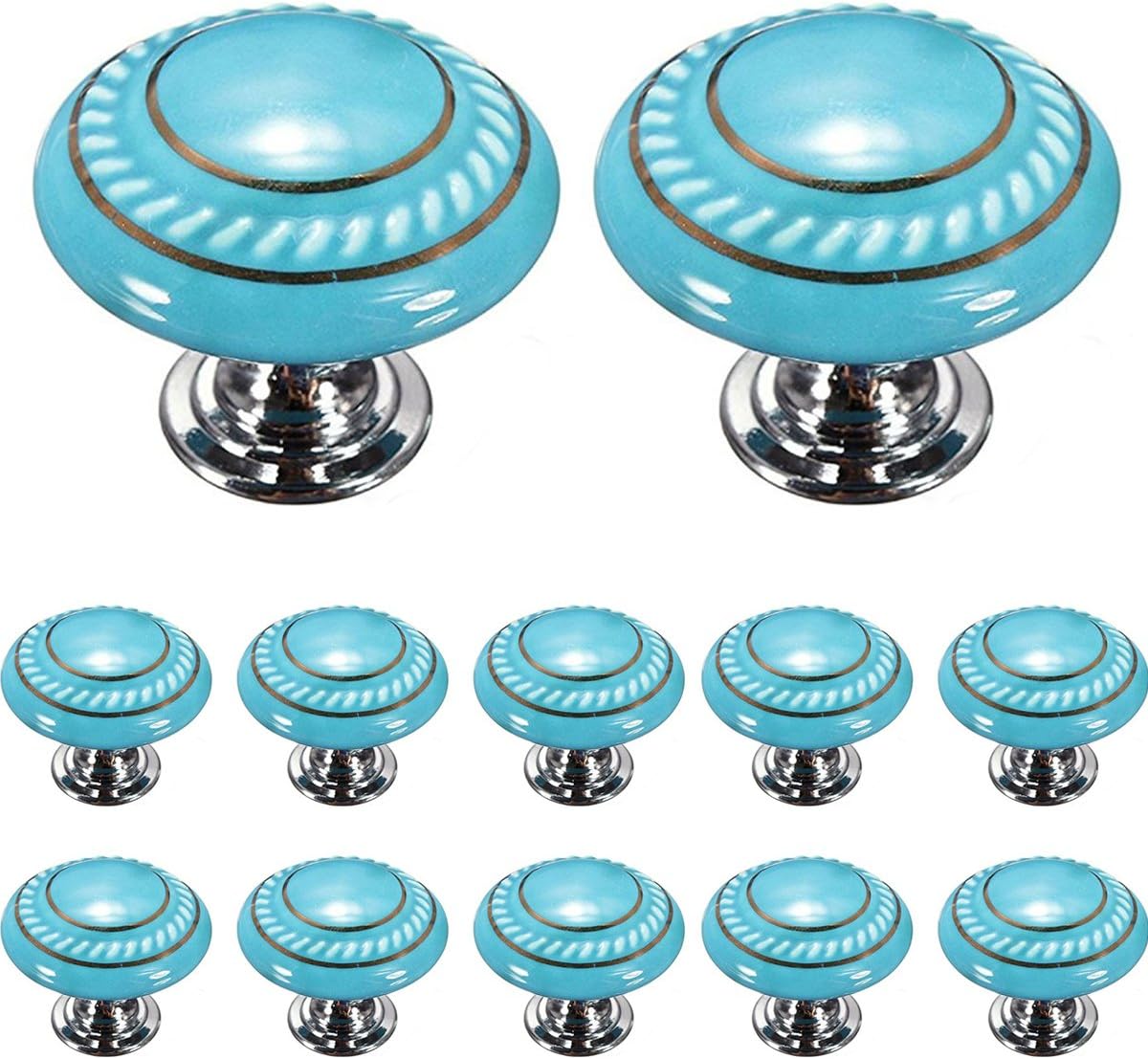 12PCS Round Knobs Ceramic Pulls Handles for Cupboard Drawer, Vintage