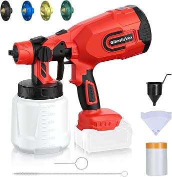 Cordless Paint Sprayer for Milwaukee M18 18V Battery,Electric Spray Paint Gun for House,4 Copper Nozzles, Paint Spray Gun with Power Display, Paint Sprayers for Home Interior and Exterior