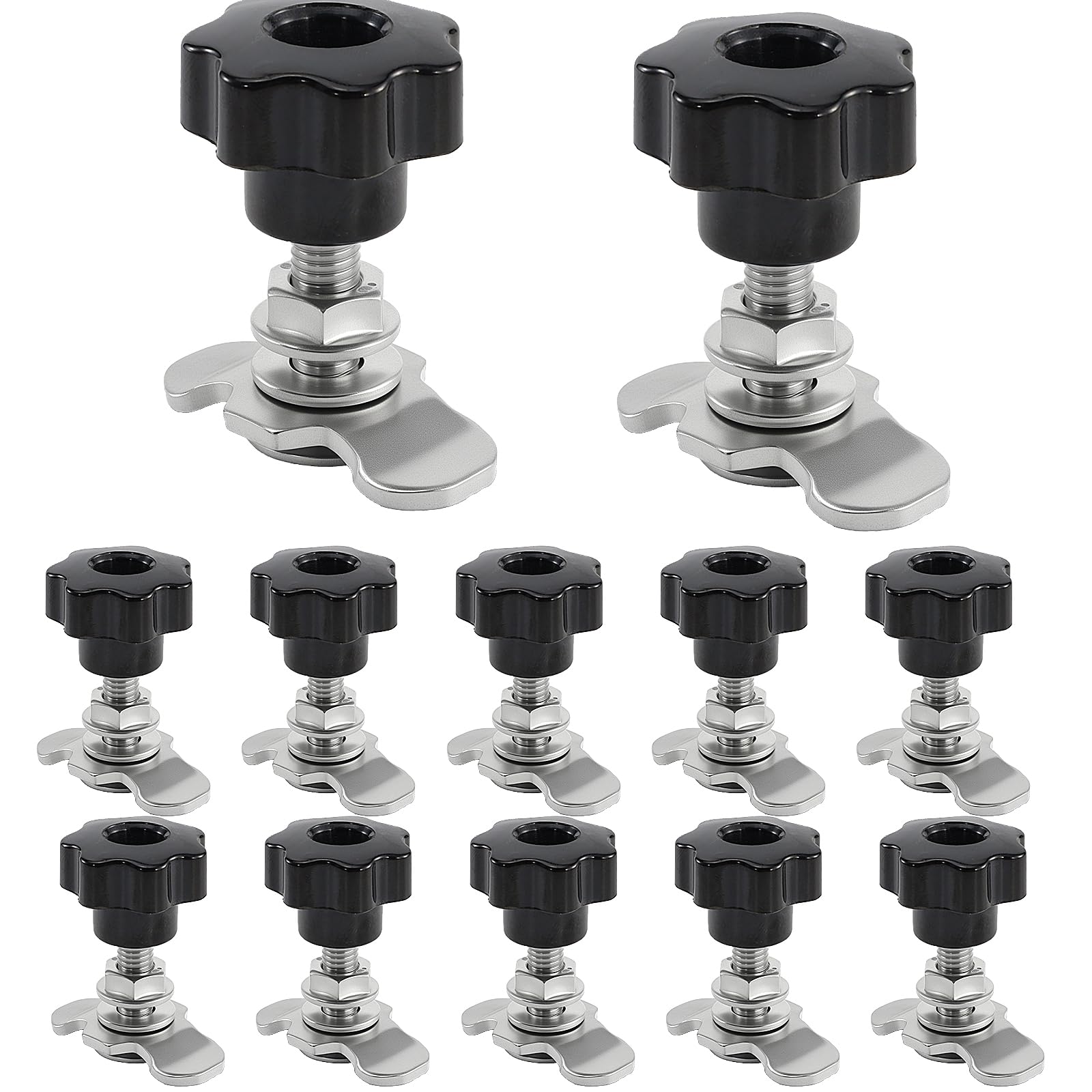 12x Schraubfitting Für Airlineschiene – M8x40, Verzinkt, 500 DaN Tragkraft, Mit Sterngriffmuttern, Für Ladungssicherung