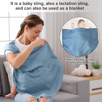 Baby Sling Carrier for Newborn to Toddlers, Adjustable Breathable Muslin Double Ring Sling Wraps, Sling Holder Carrier Scarf, Ideal Baby Gift for New Parents