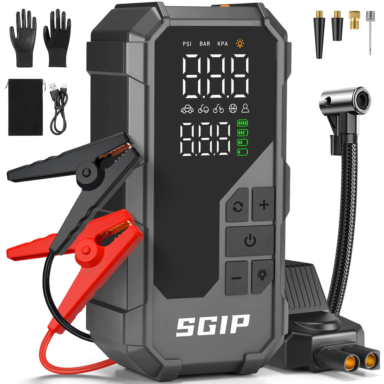 Car Battery Jump Starter 7000A 26800mAh, Car Jump Starter 12V (up to 9L Gas or 8L Diesel), Portable Jump Starter Smart Clips with Screen, LED Light