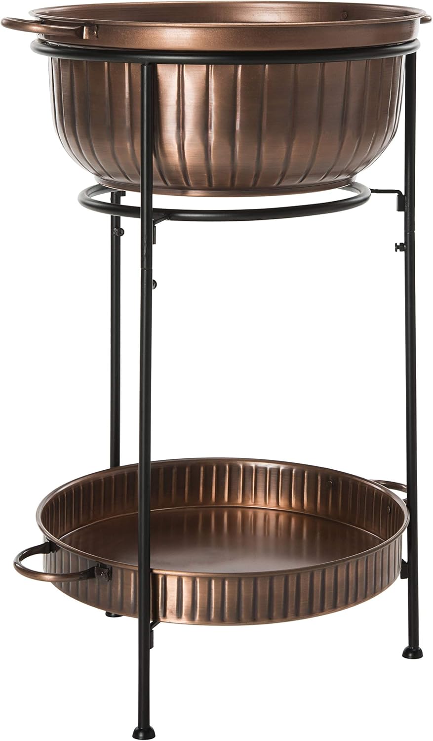 Safavieh PIT2006A Outdoor Collection Naka Antique Copper and Black Beverage Tub W/Stand Fire Pit