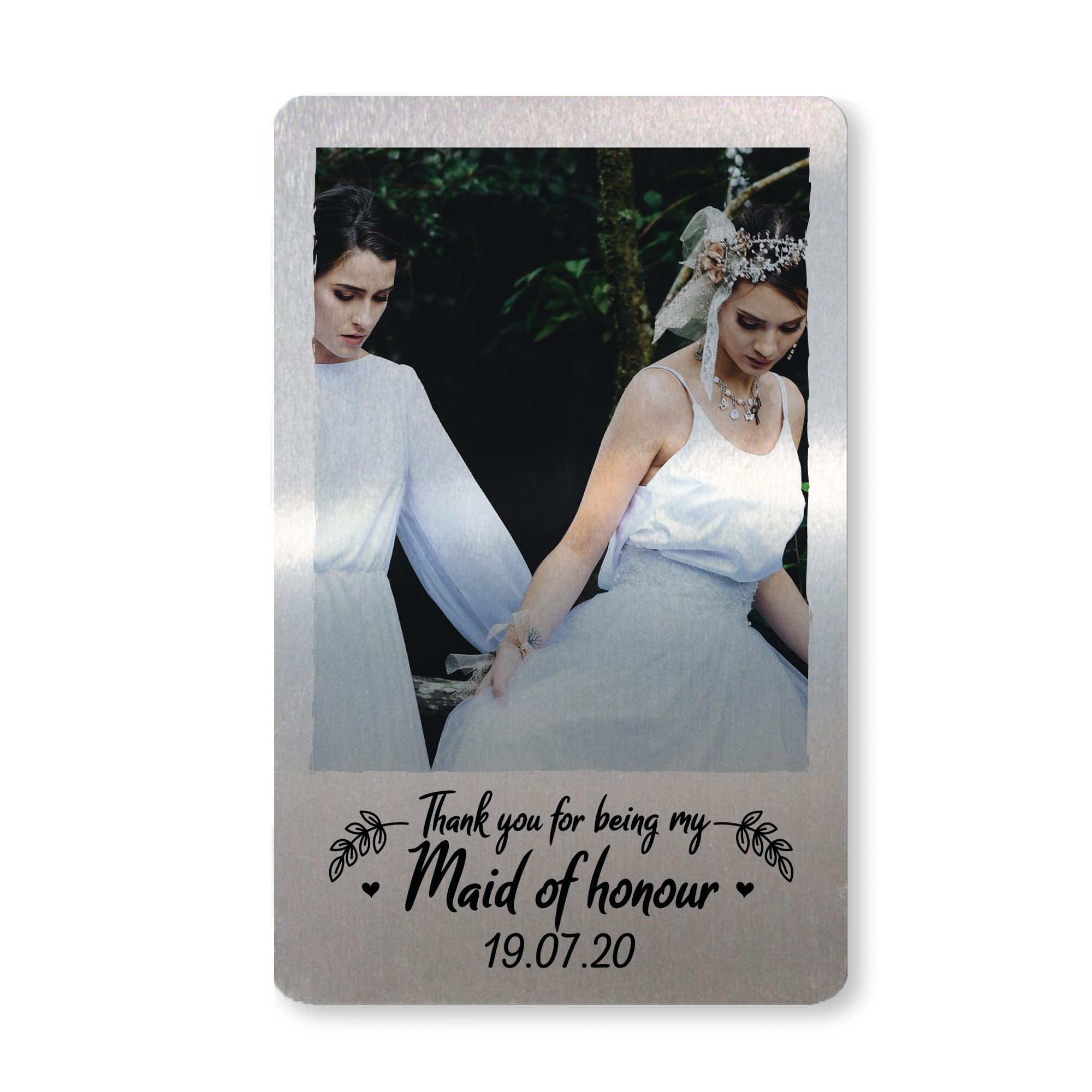 Maid Of Honour Gift Personalised Photo Metal Card Wedding Gift Thank You Gift For Her