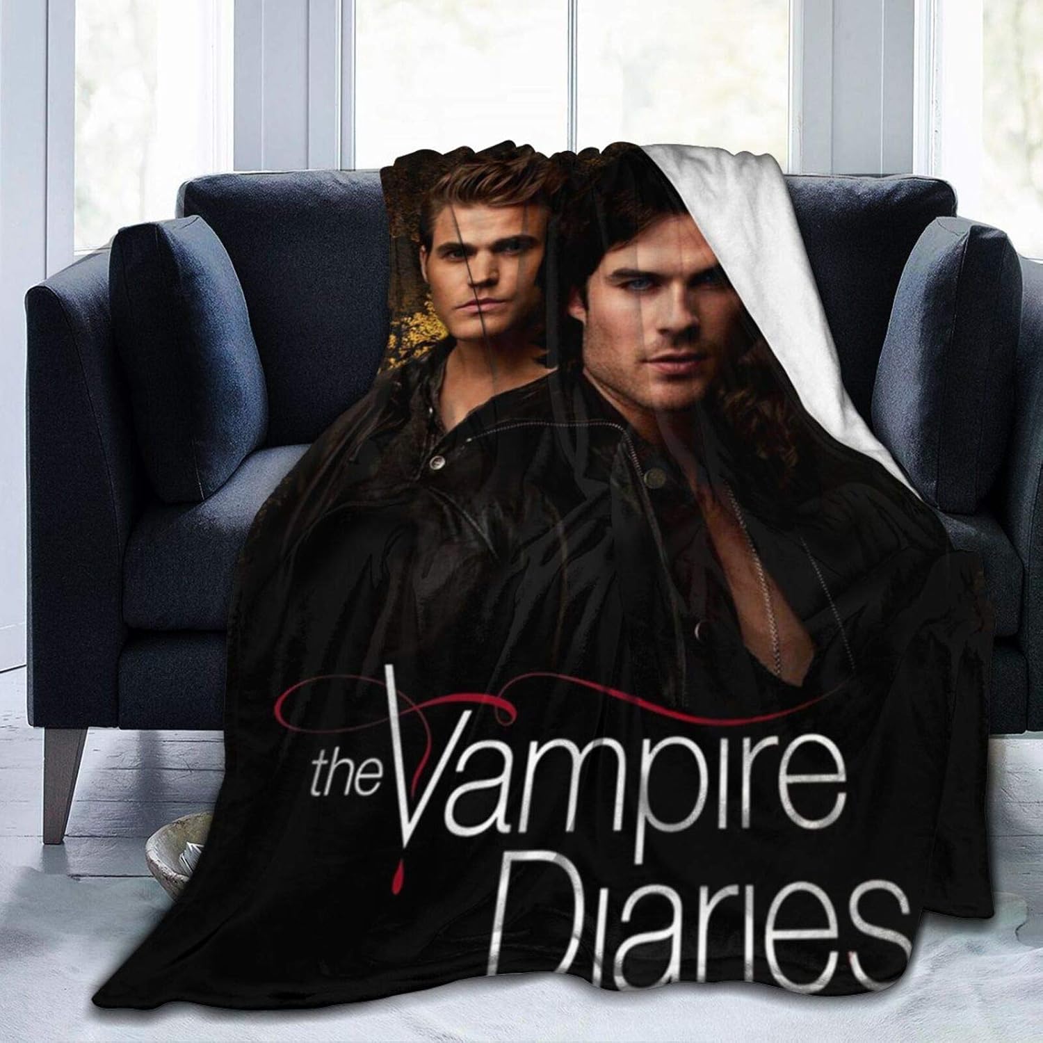 HGdggvd Vampire Diaries TV Show Blankets Team Damon Salvatore Collage