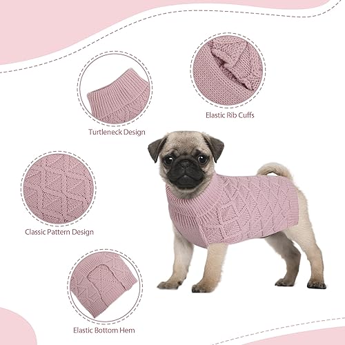 Miniatura 3 de ASENKU Suéteres de cuello alto para perro, ropa de invierno para perro, ropa clásica de punto con alambre para clima frío, regalo ideal para
