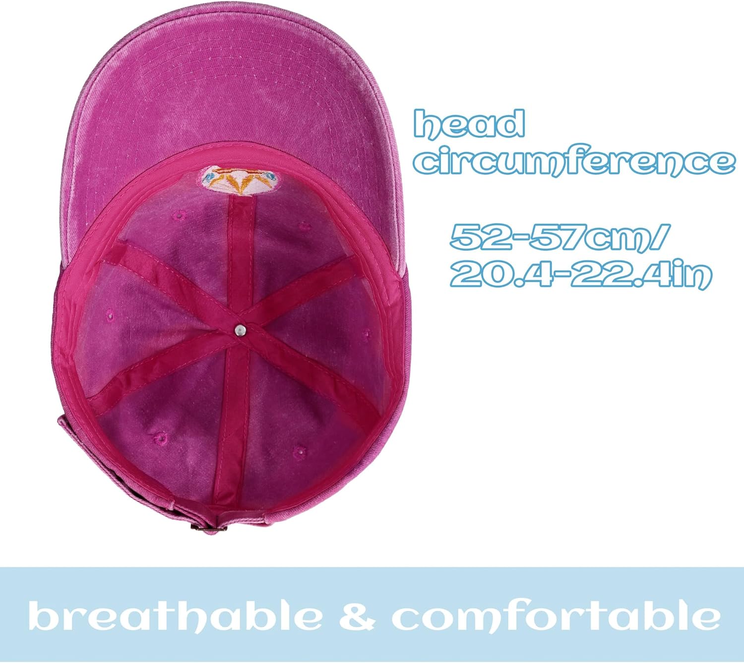 C-ZOFEK Embroidery Peach Hat Washed Denim Magenta Baseball Sun Cap Adjustable for Women - Image 2