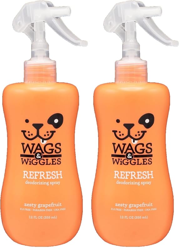Spray Desodorizador para Cães Wags & Wiggles Refresh, Fragrância Zesty Grapefruit, Pacote com 2 de 355 mL
