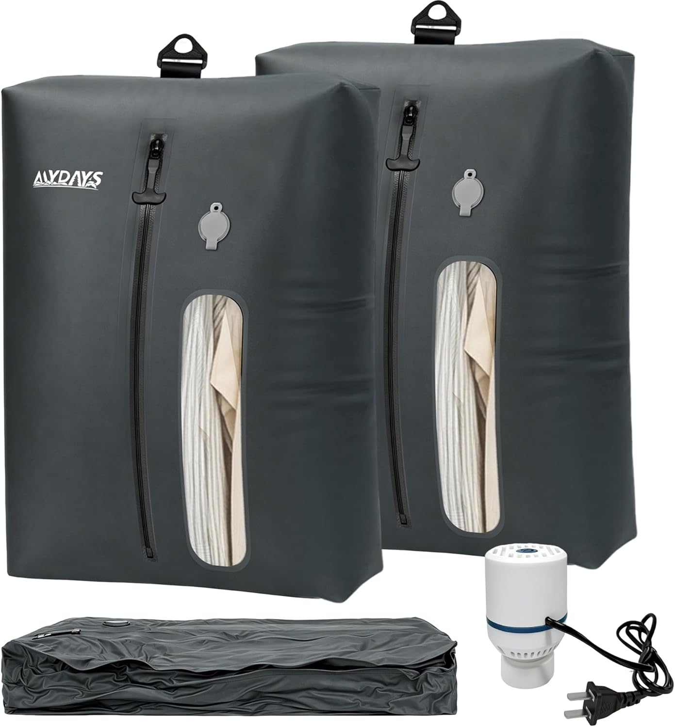 MYDAYS Vacuum Bag for Travel, Professional IPX8 Waterproof Reusable Vacuum Compression Bags for Travel Suitcases, Durable Space Saver Bag(2 PACK,With Pump)
