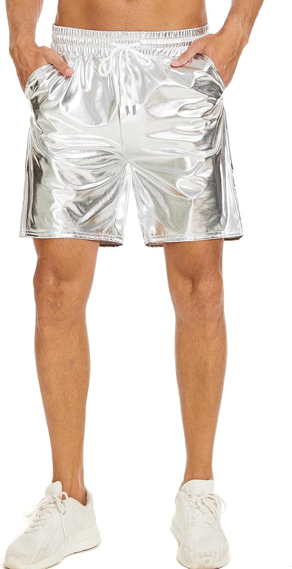 ✨Shine Bright! Silver Metallic Shorts for Rave, Party & More!