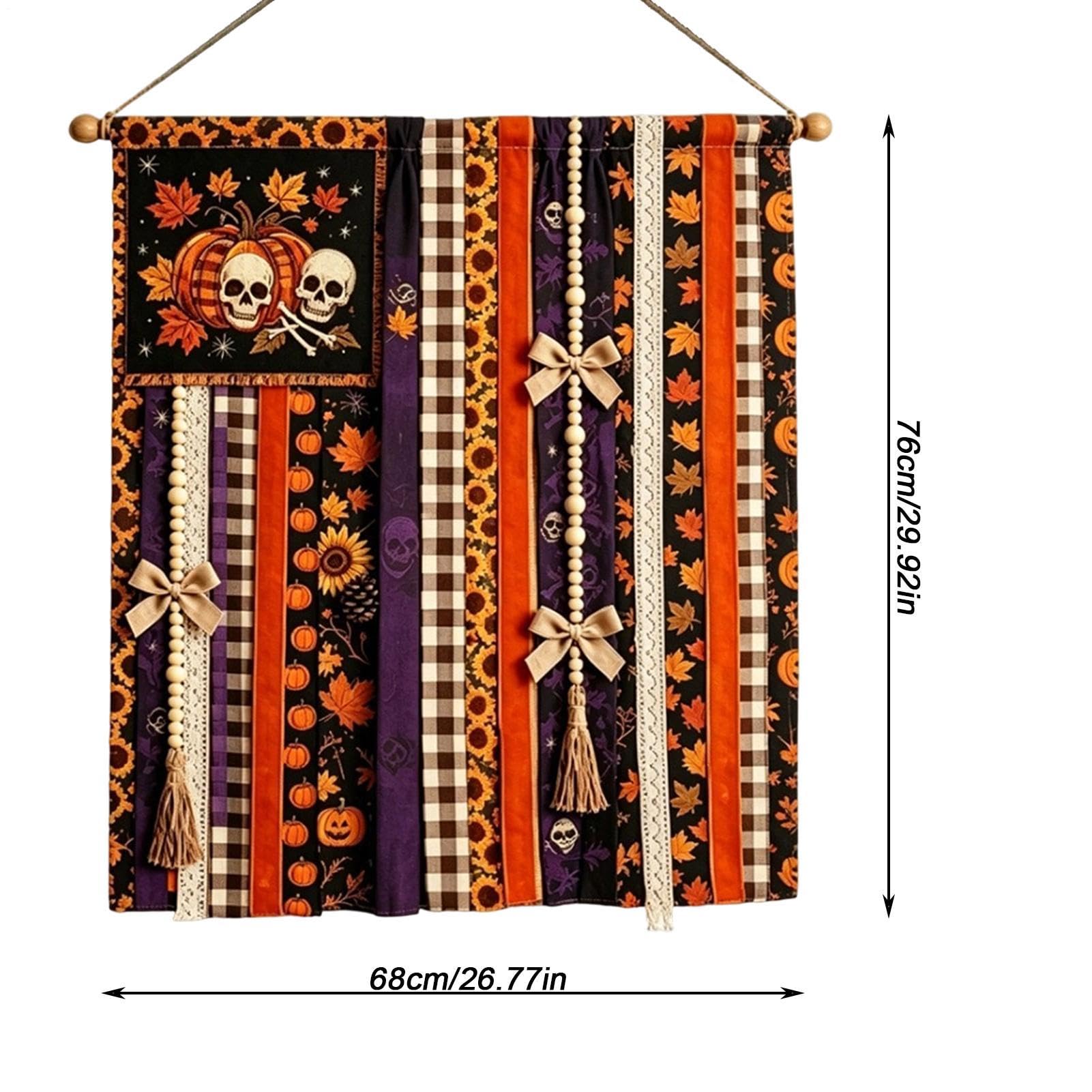 Banner Halloween Per 68 x 76 cm Estetica Rustica Con Zucche E Fantasmi | Banner Da Parete Halloween Decorazione Autunnale Per Porta Per Casa Soggiorno Cucina Ingresso Festa Autunnale