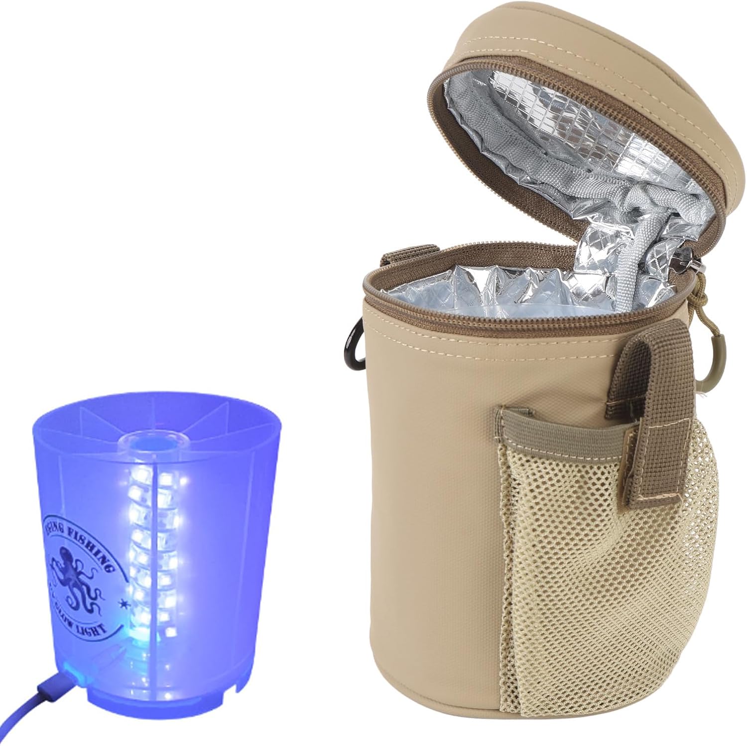 Squid Jig Fill Light Bag with Type C Female Power Interface Holds up to 8 Lures for Hard Bait Soft Bait Glow Light