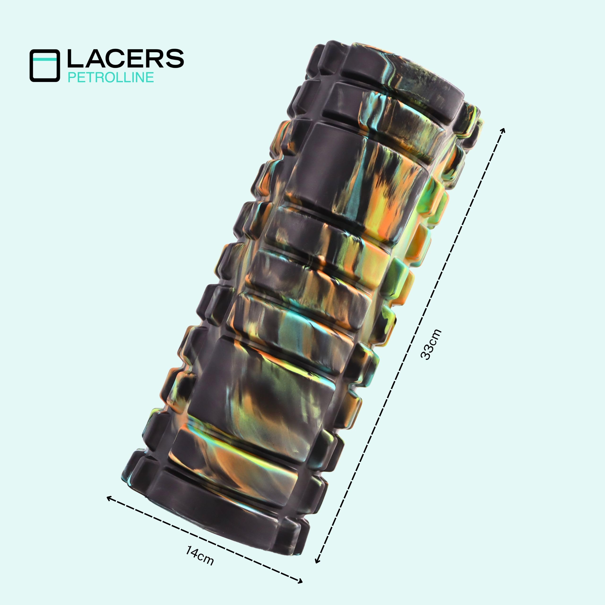 Lacers Petrolline Fazien Rolline - Rullo elastico in schiuma premium per yoga, pilates e fitness - disponibile in 6 colori - efficace relax (nero)