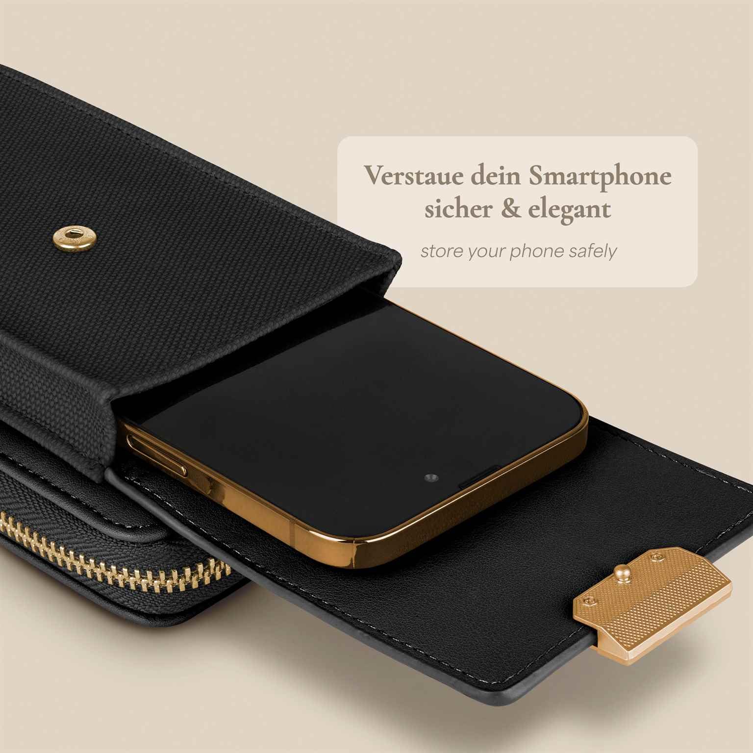 ONEFLOW Bliss Purse do Oppo A54 5G / A74 5G etui na telefon komórkowy do zawieszenia damska z portmonetką, na telefon komórkowy z portfelem i kieszenią na telefon komórkowy, mała torebka, czarna