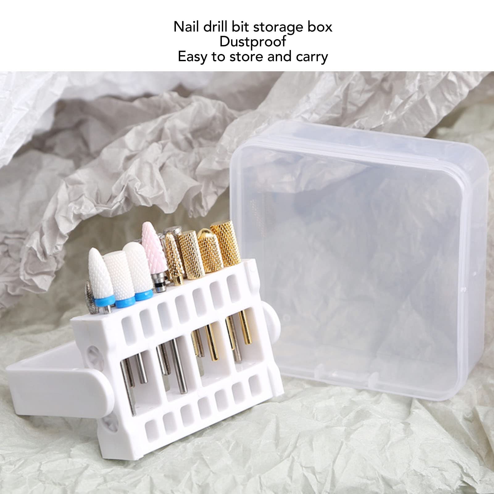 Support de Forets à Ongles, 4 Pièces, Support de Forets à Ongles, Organisateur D'affichage, 16 Trous, Anti-poussière, Présentoir de Forets pour Nail Art, Boîte de Rangement pour