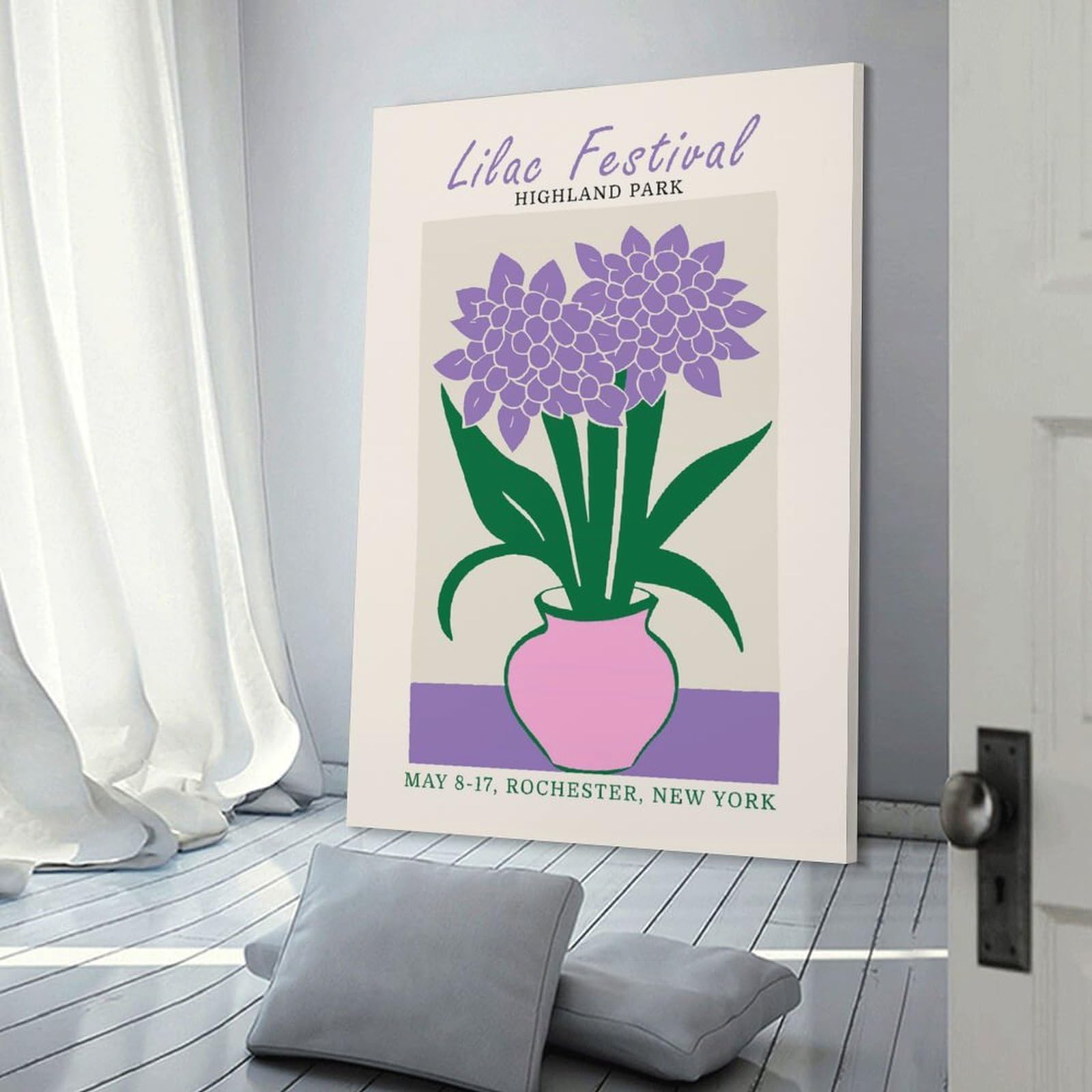 Junmoney Hanging Wall Art Rochester Lilac Festival, 20x30inch(50x75cm), for Contemporary Homes, Apartments Or Offices, Stylish Wall Art for Fresh Spaces