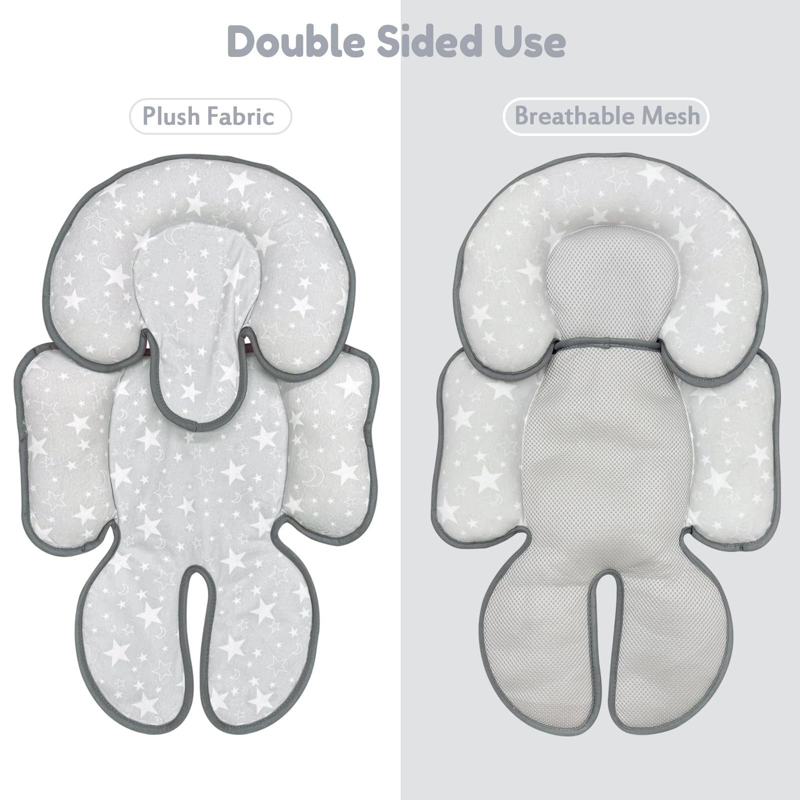 Inserto de asiento de coche infantil, almohada reversible 2 en 1 para asiento de coche de bebé, almohada de apoyo para la cabeza del asiento de coche para recién nacidos, inserto de cojín para