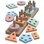 kecristv Montessori Toys for 1 2 Year Old Girl and Boy Birthday Gifts, Shape Sorter Wooden Toys for Toddlers Age 1-3 2-4, Learning Educational Sensory Stacking Toddler Puzzles