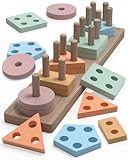 Montessori Toys for 1 2 Year Old Girl and Boy Birthday Gifts&comma; Shape Sorter Wooden Toys for Toddlers Age 1-3 2-4&comma; Learning Educational Sensory Stacking Toddler Puzzles