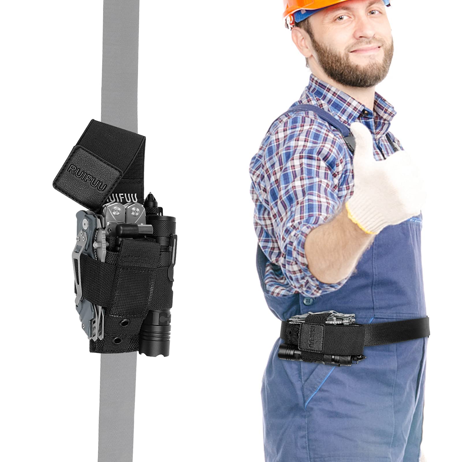 Funda multiherramienta para cinturón, soporte para linterna Molle, soporte universal para herramientas, estuche de transporte táctico para hombre, bolsillo en la cintura de los hombres, carpintero, 7