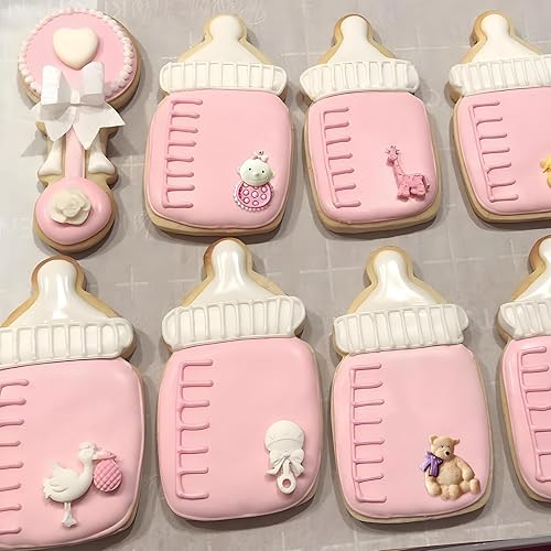 Miniatura 5 de Molde de silicona para baby shower, moldes de fondant con diseño de artículos de bebé, juego de 2, gris