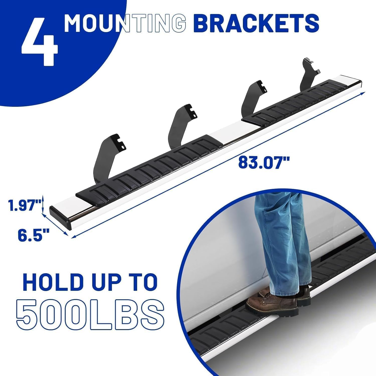 6.5" Running Boards for 2022 2023 2024 2025 Tundra Crew Max Cab (4 Full-Size Doors), Side Steps Nerf Bars for Truck