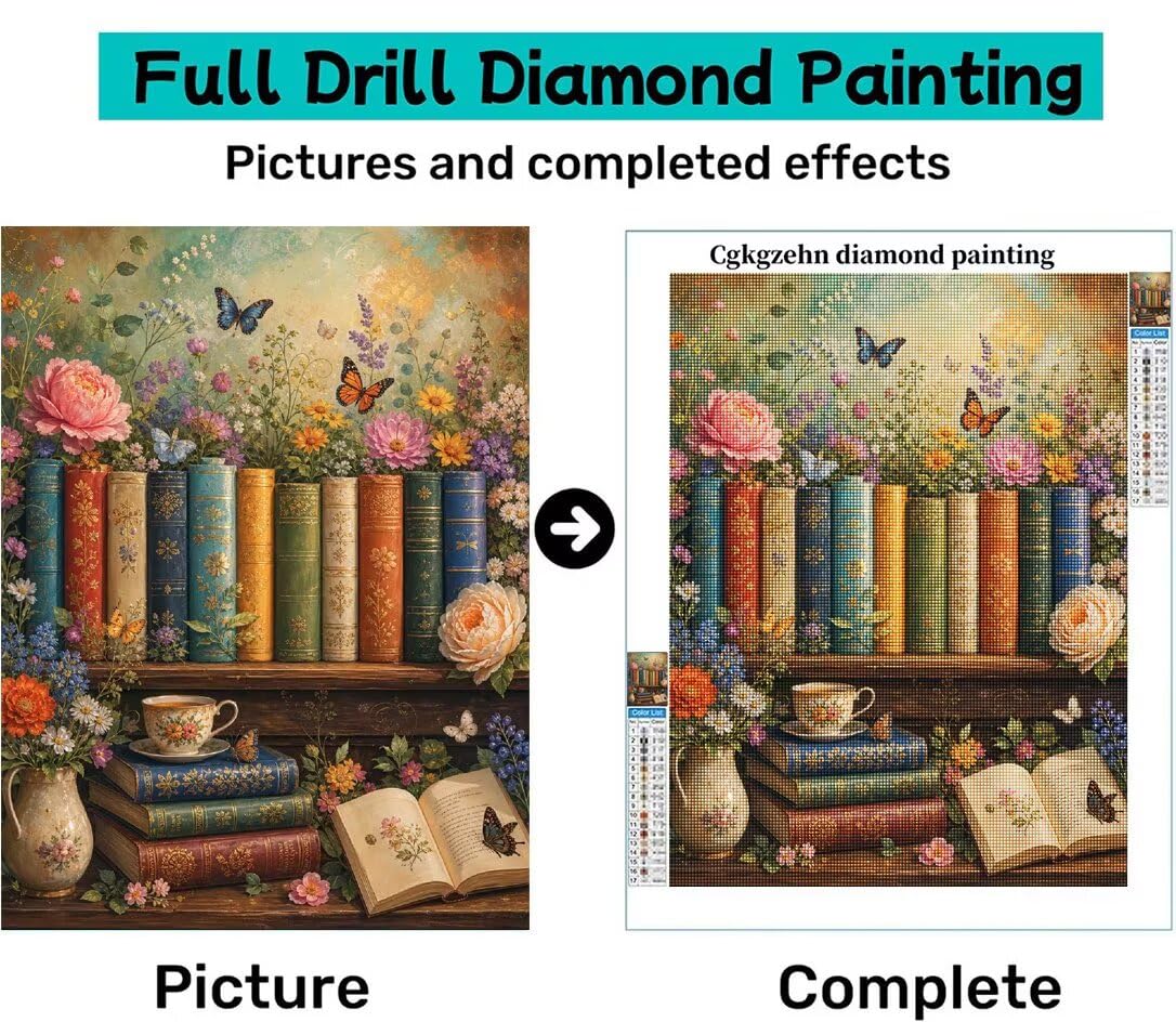 Diamond Painting Libros, Manualidad Creativa y Relajante 100x130cm C8-124