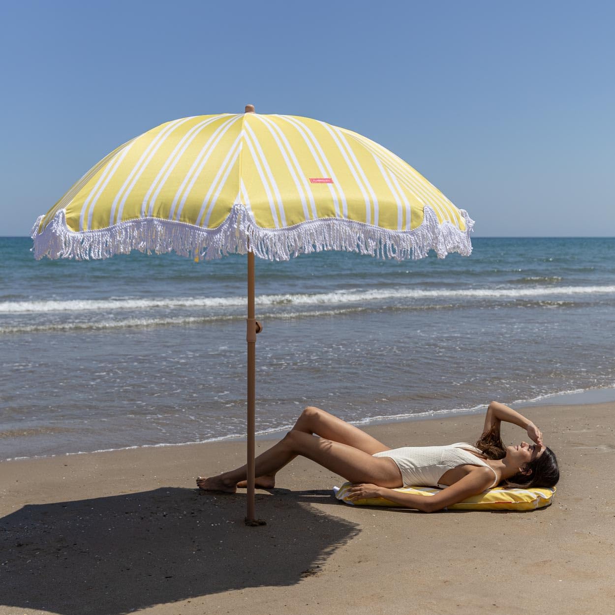 Flamingueo Grand Parasol, Plage, Piscine, Jardin Extérieur, Hauteur et Orientation Réglables, Protection UPF 50+, Polyester, Sac de Transport, 210 x 180 cm