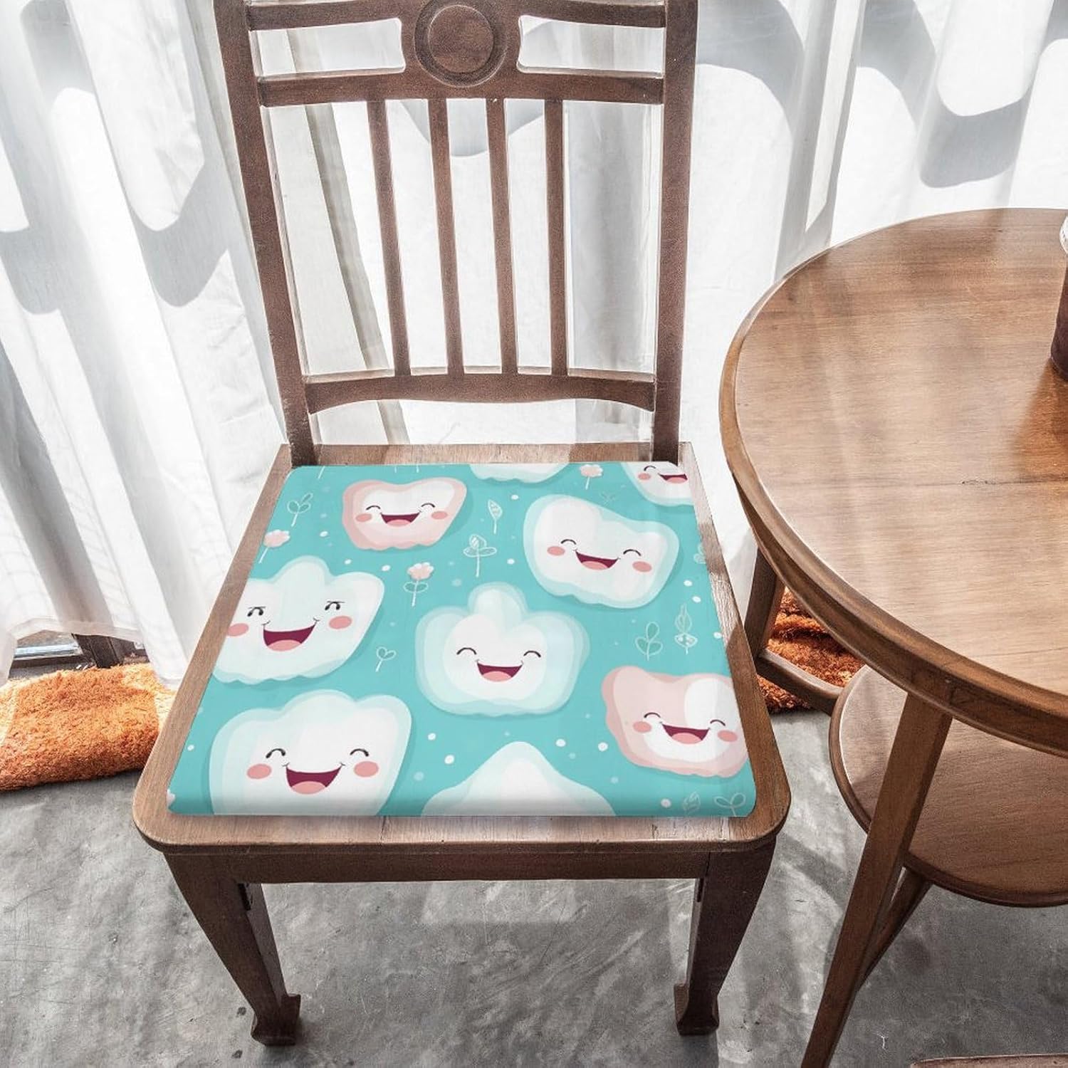 Cute Tooth Patterns Floor Pillow Meditation Yoga Cushion Square Chair Cushion Pillows Seating for Adults