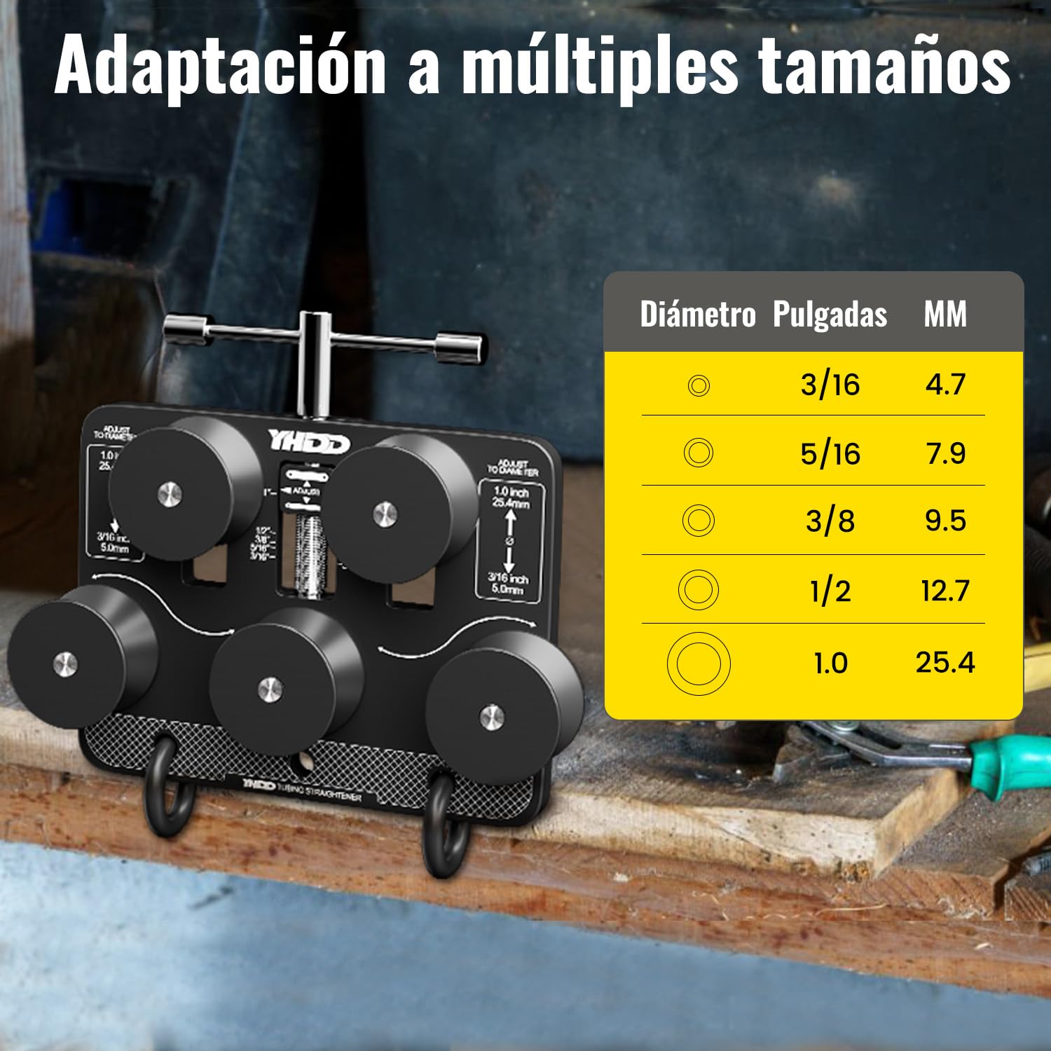 Enderezador de Tubos para Diámetros de 4,7 mm a 25,4 mm, Herramienta Ajustable para Enderezar Tubos de Freno, para Tubos de Cobre, Aluminio, Acero, Tubos Doblados y Líneas de Combustible