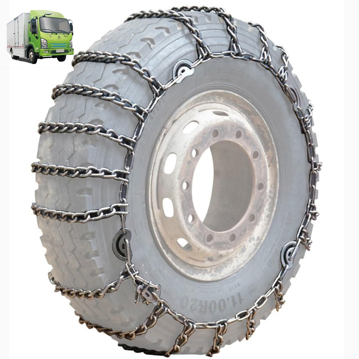 Set of 2 Snow Tire Chains Anti-Skid Thickening Tire Chains for Car SUV Pickup Trucks Van Trucks ATV Semi Trucks Light Truck Heavy Goods Vehicles in Snow,Ice,Sand and Mud 9mm 6.00-14 9mm 11R22.5