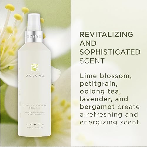 Miniatura 4 de Zents Aceite corporal luminoso de cachemira (fragancia Anjou), suaviza e hidrata la piel con vitamina E y aceite de coco orgánico, 8 onzas líquidas
