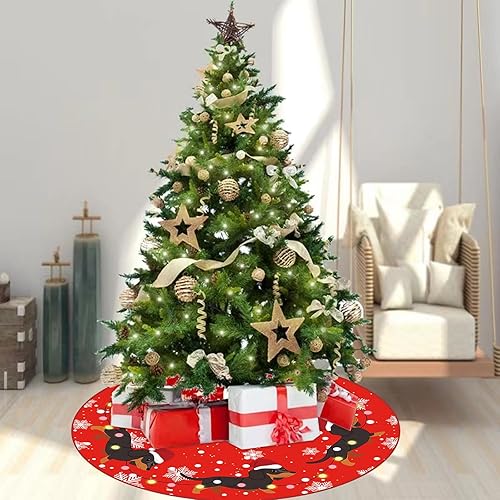 Miniatura 6 de Falda de árbol de Navidad, falda roja para árbol de invierno, falda de árbol de invierno de 48 pulgadas para perro, decoración de interiores y