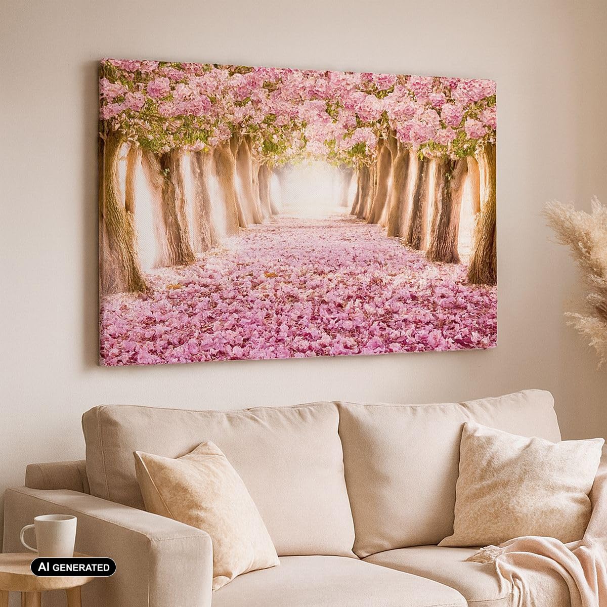 Cuadro Decorativo 100x70cm Moderno Horizontal Botánica Paisajes - 2794 | Árbol Flores Cereza Cuadro sobre Lienzo Grande Arte mural Decoración del Hogar Salón Dormitorio Oficina Cuadros de Pared