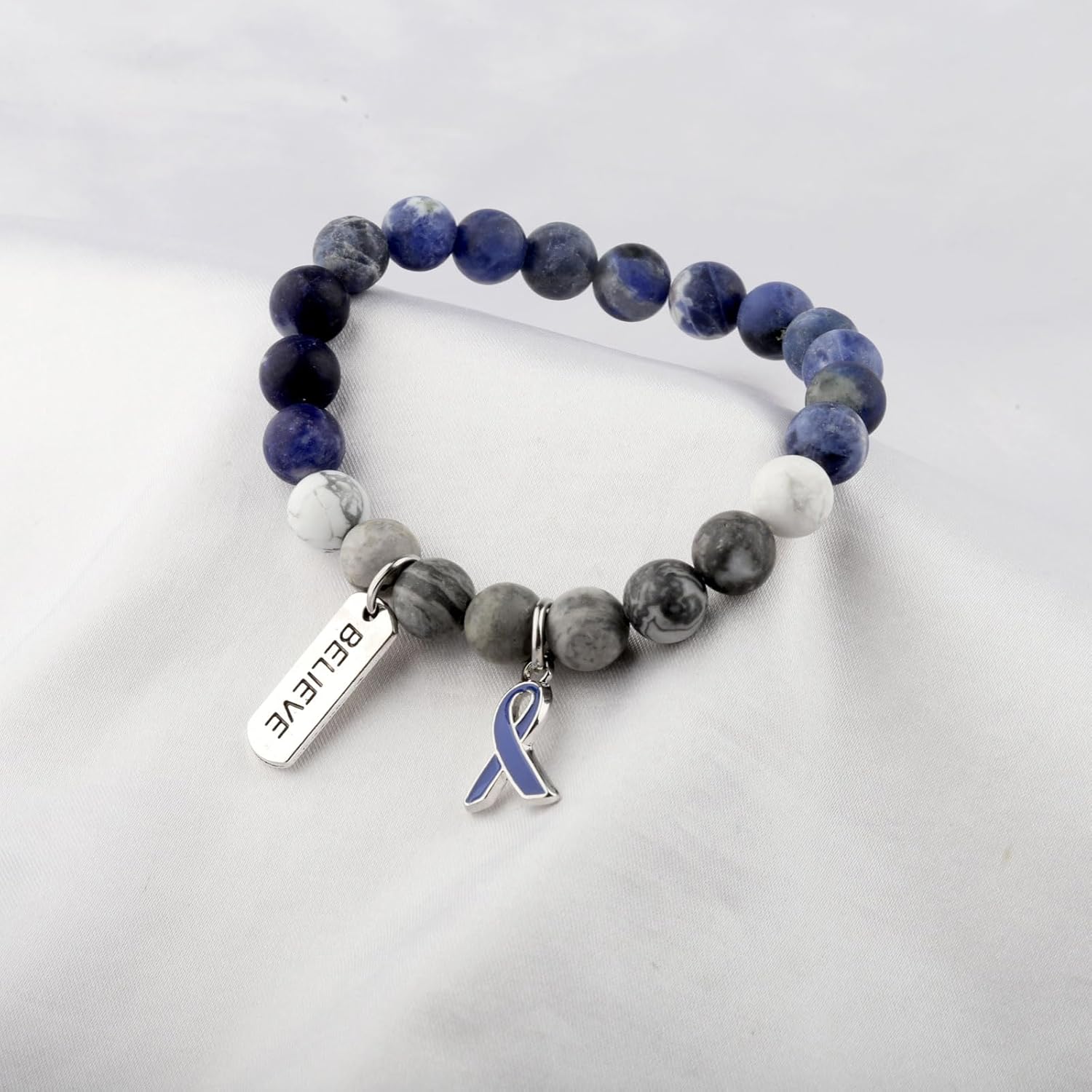 WSNANG Colon Cancer Awareness Gifts Dark Blue Awareness Ribbon Bracelet Inspirational Jewelry for Cancer Survivor Fighter - Image 4