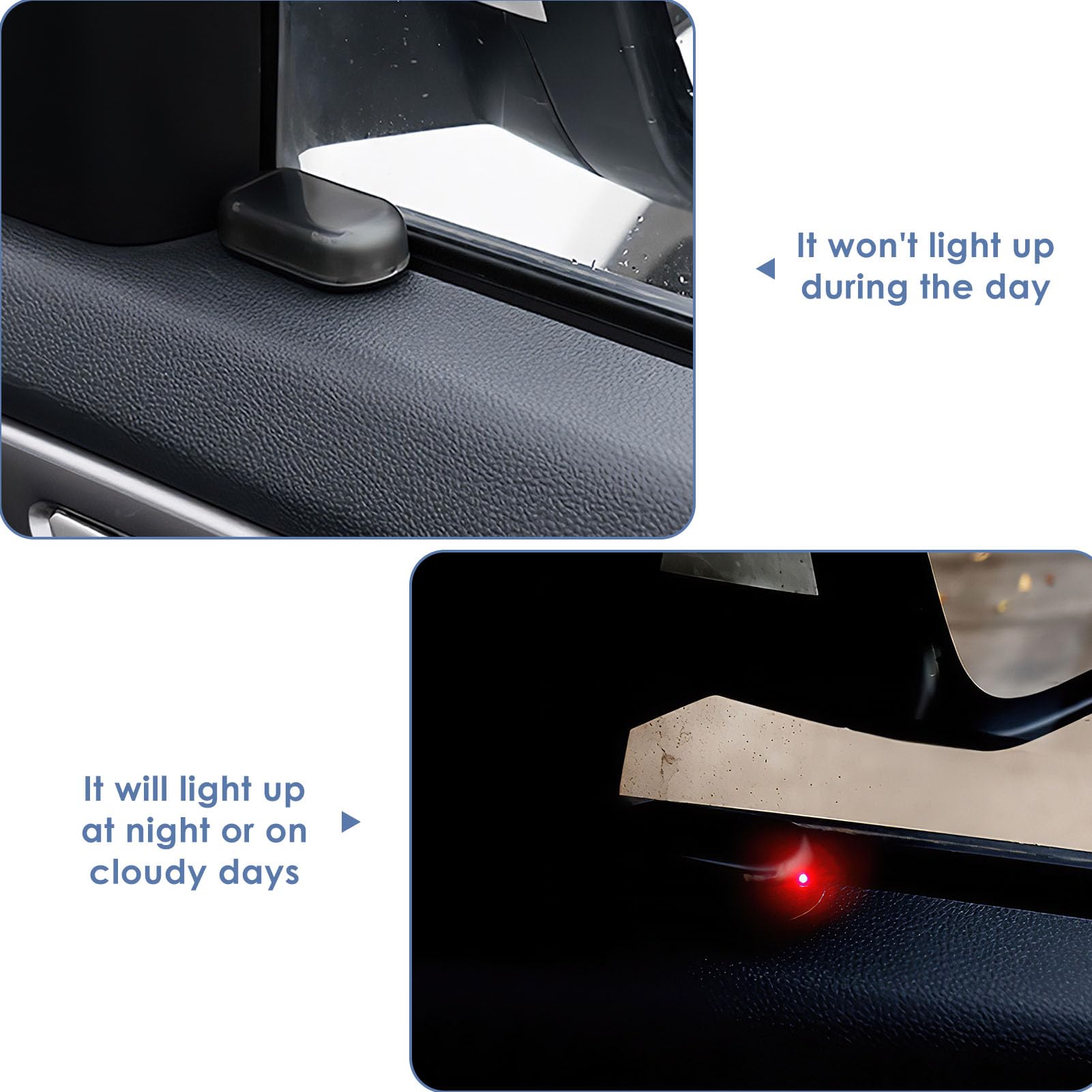 Set di 2 Allarme Solare per Auto, LED Antivandalismo Lampeggiamento Notturno, Sistema Antifurto Flash per Auto Moto Barca