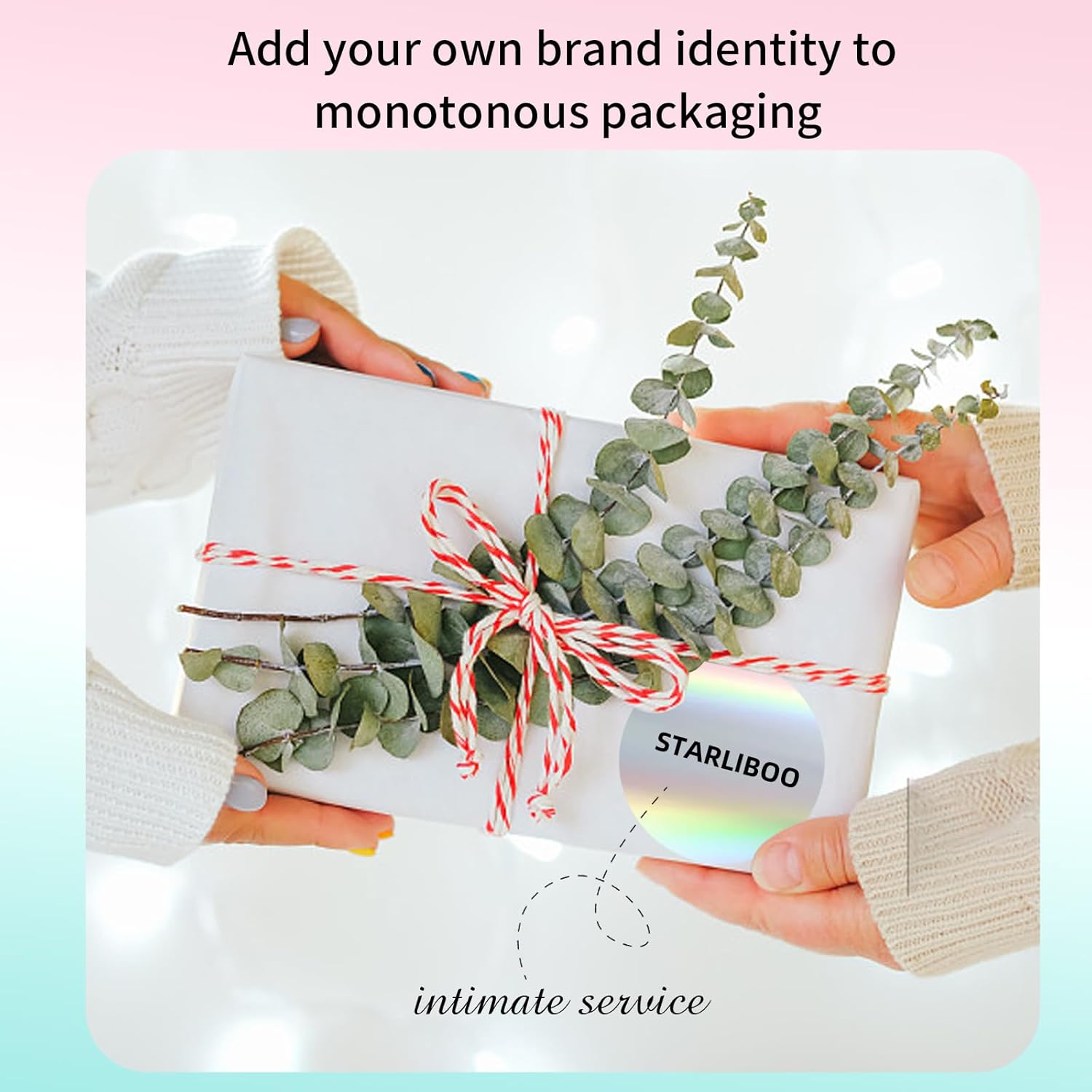 STARLIBOO 3 Inch Holographic Labels, Circle Direct Thermal Labels Stickers, Self-Adhesive Round Printer Labels for DIY Logo Design (Holographic Silver) - Image 4