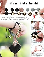 Vista 6 de Llavero pulsera de silicona con cuentas lindo llavero para mujer, puede colgar cartera, llaveros para mujeres para llaves de coche