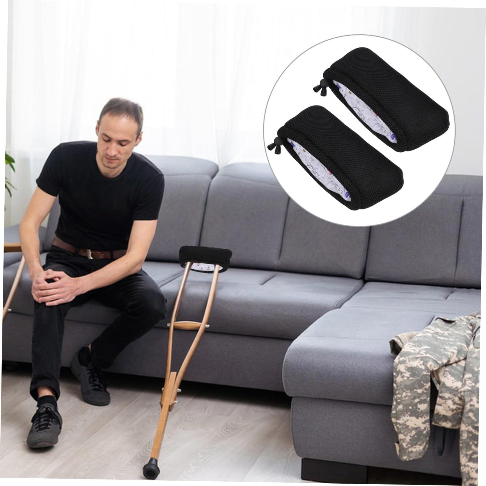 2piezas Cobertores De Muletas Almohadillas Agarre Accesorios De Comodidad Para Muletas De Adultos Diseño Transpirable y Lavable