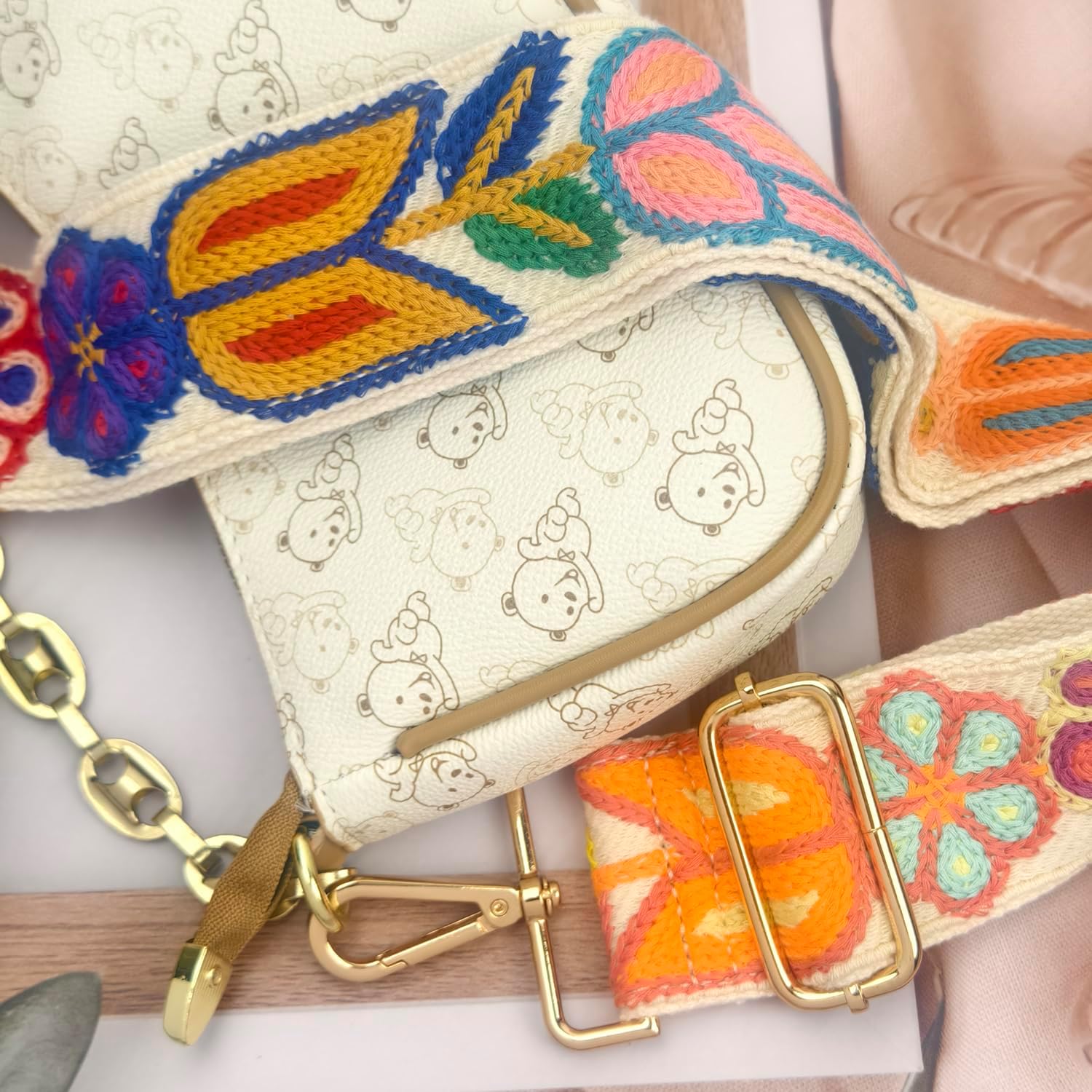 Replacement Purse Straps, 2" Crochet Flower Purse Straps Replacement Wide Adjustable Shoulder Strap for Bag Handbag - Image 6