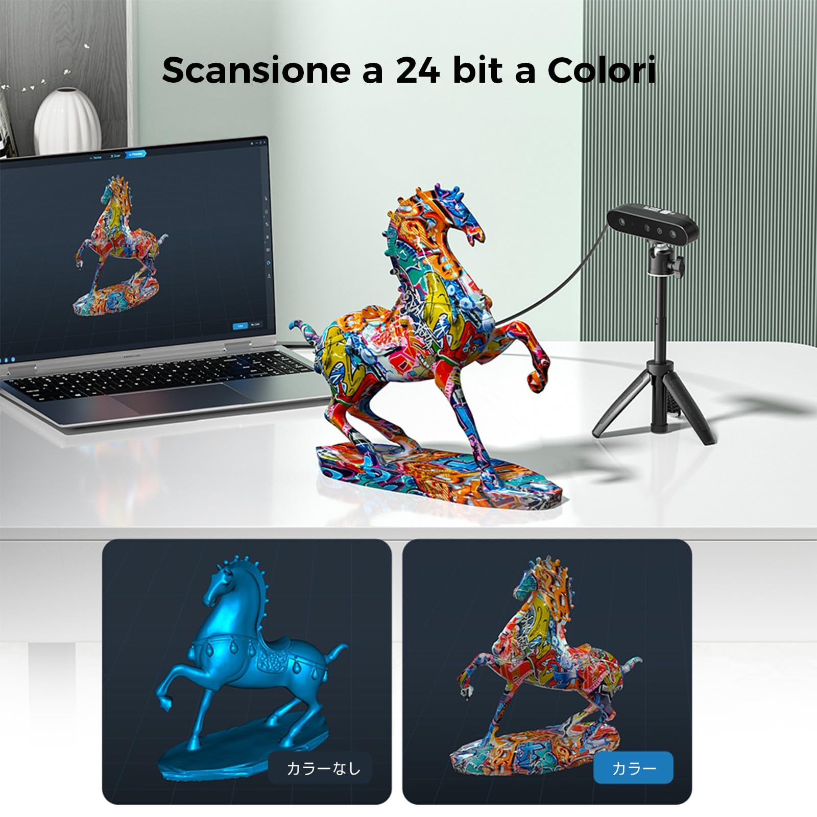 Creality CR-Scan Ferret SE - Scanner 3D per Stampa 3D, 0.1 mm Precisione Scanner da Tavolo con Tracciamento Anti-Shake, 24 Bit Full-color, 30 FPS (Velocità Scansione) per Windows macOS