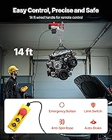 Vista 2 de VEVOR Polipasto eléctrico con control remoto, herramienta de manejo de materiales de 440 libras, polipasto eléctrico de 110 V con control remoto