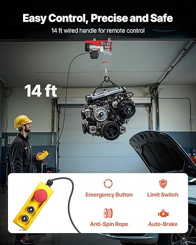 Miniatura 2 de VEVOR Polipasto eléctrico con control remoto, herramienta de manejo de materiales de 440 libras, polipasto eléctrico de 110 V con control remoto de