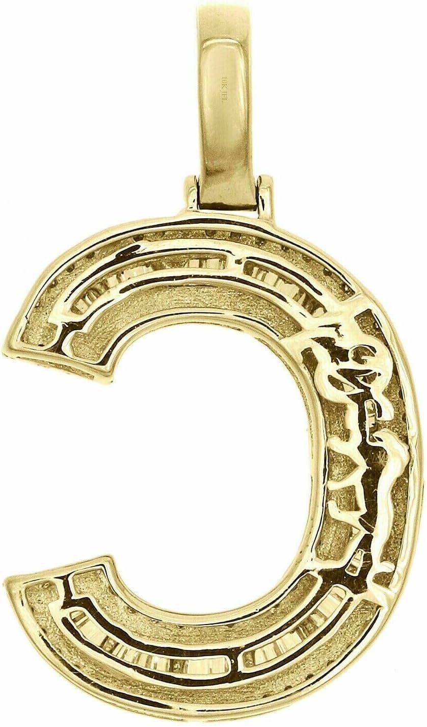 1.50 Cara Baguette Shape Simulated Diamond Letter C Mini Pendant Initial Charm in 14K Two Tone Gold Finish 925 Silver