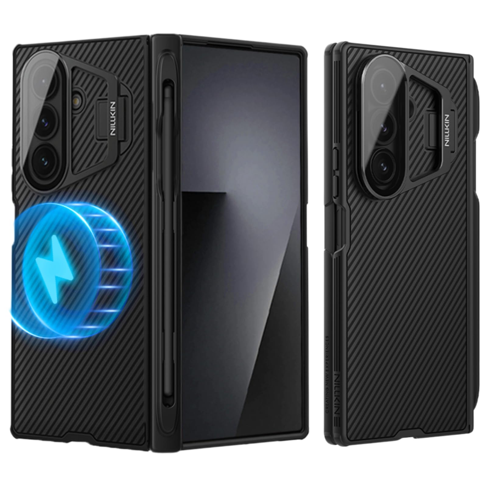 Funda para teléfono móvil magnética para Galaxy Z Fold 7, diseño Camshield, protección de cámara, funda plegable con soporte, con bolígrafo, para 7
