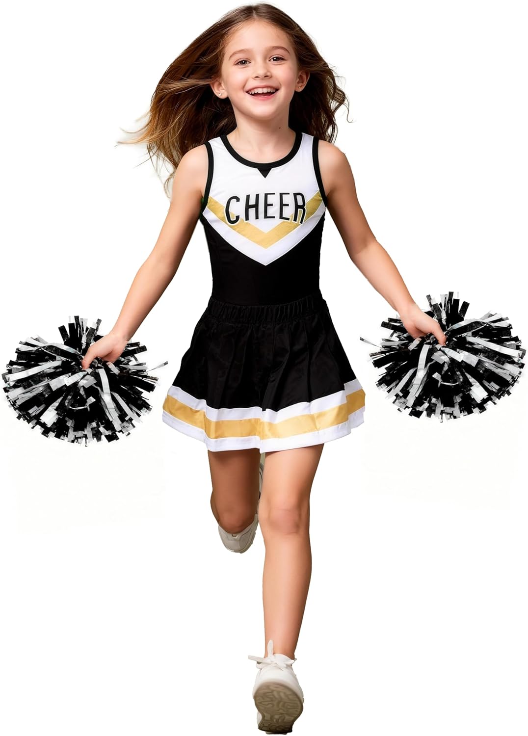 Cheerleader Costume for Girls Black White Cheerleading Outfit For Kids Cheer Up Halloween Dress Up Cheerleader Gifts - Image 6