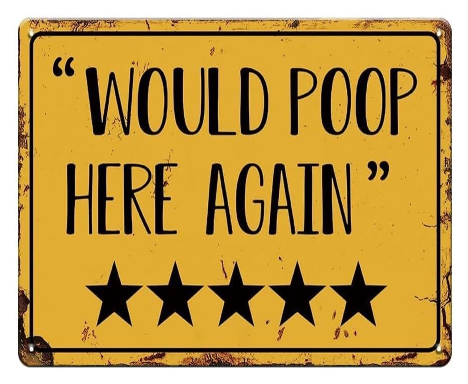 FNYUVNFAF Humorous Bathroom Review Sign Metal Tin Sign 5 Stars Would Poop Here Again Vintage Wall-Art for Toilet Restroom Decor 8 X 12 inch